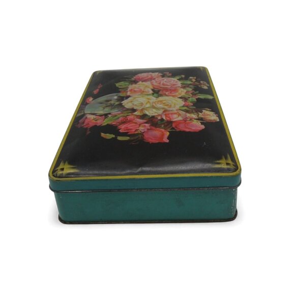 Rare BLUE BIRD Toffee Floral Rose Tin Box England 1950s Vintage - Picture 10 of 12